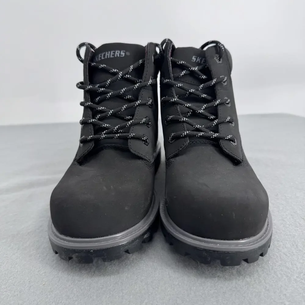 Skechers Boots Shoes Youth Size 4.5 Black Combat Lace Up Work SN 93163L‎